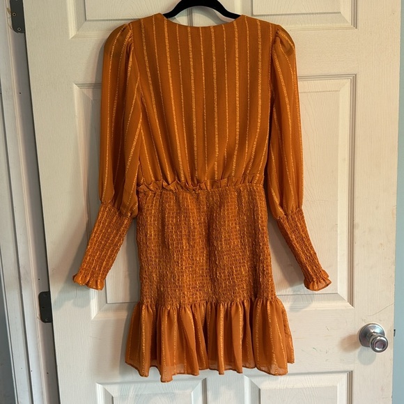 Mustard yellow striped long sleeve dress women’s medium - Picture 5 of 6